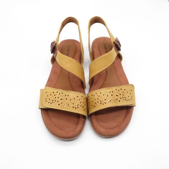 Cobb Hill Women's Yellow Laser-Cut Leather Sandals Adjustable Buckle Straps 7.5 - Picture 3 of 6
